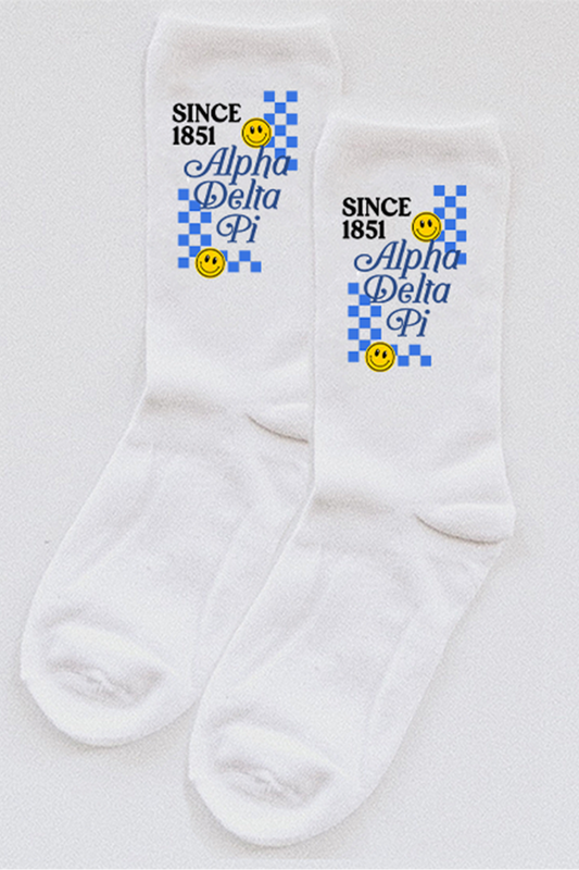 Blue Checkered socks - Alpha Delta Pi
