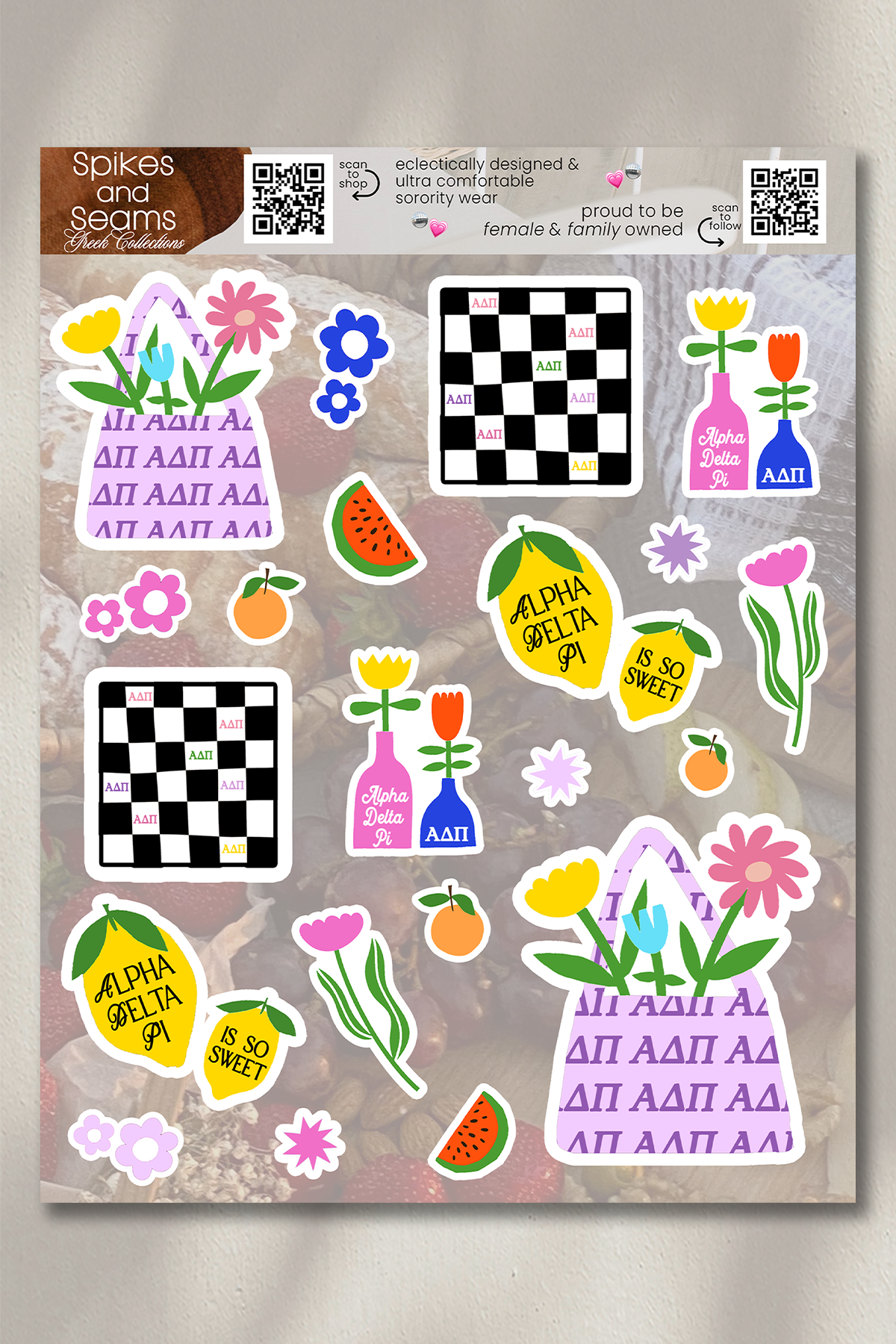 Fruity & Floral Sticker Sheet #20 - Alpha Delta Pi