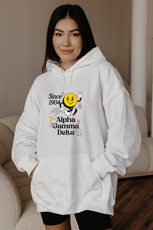 Walking Smiley hoodie - Alpha Gamma Delta