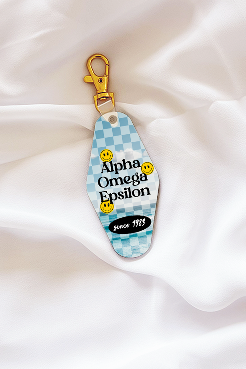 Sky Checkered Keychain - Alpha Omega Epsilon