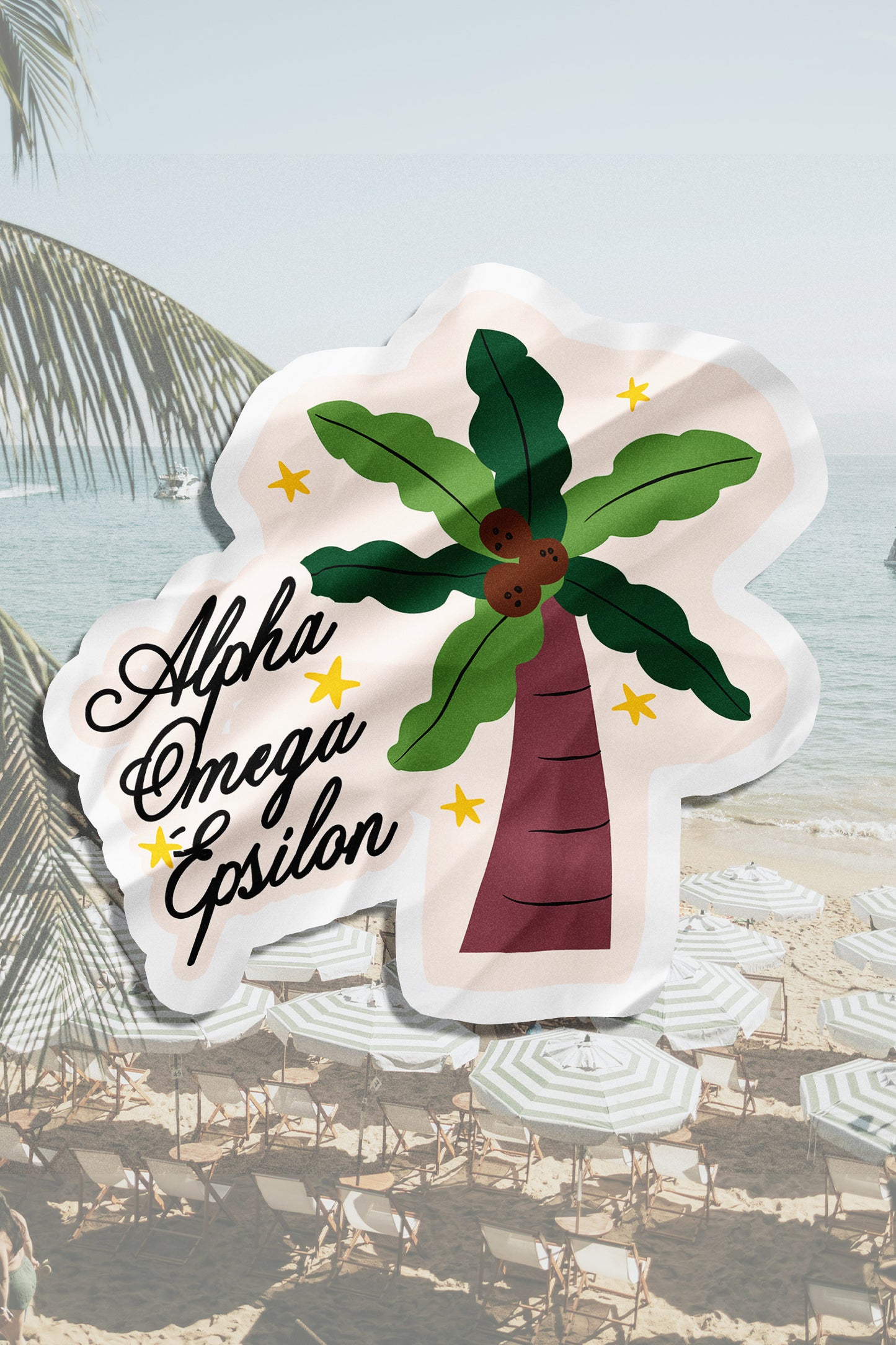 Waterproof Palm Tree Sticker - Alpha Omega Epsilon - Spikes and Seams Greek