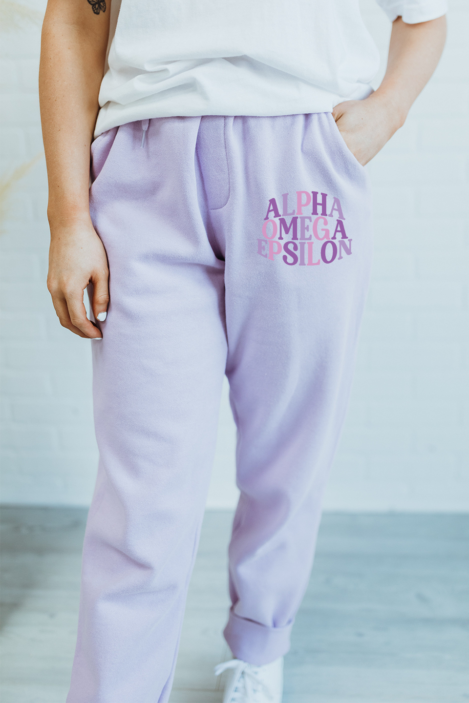 Purple Palette sweatpants - Alpha Omega Epsilon