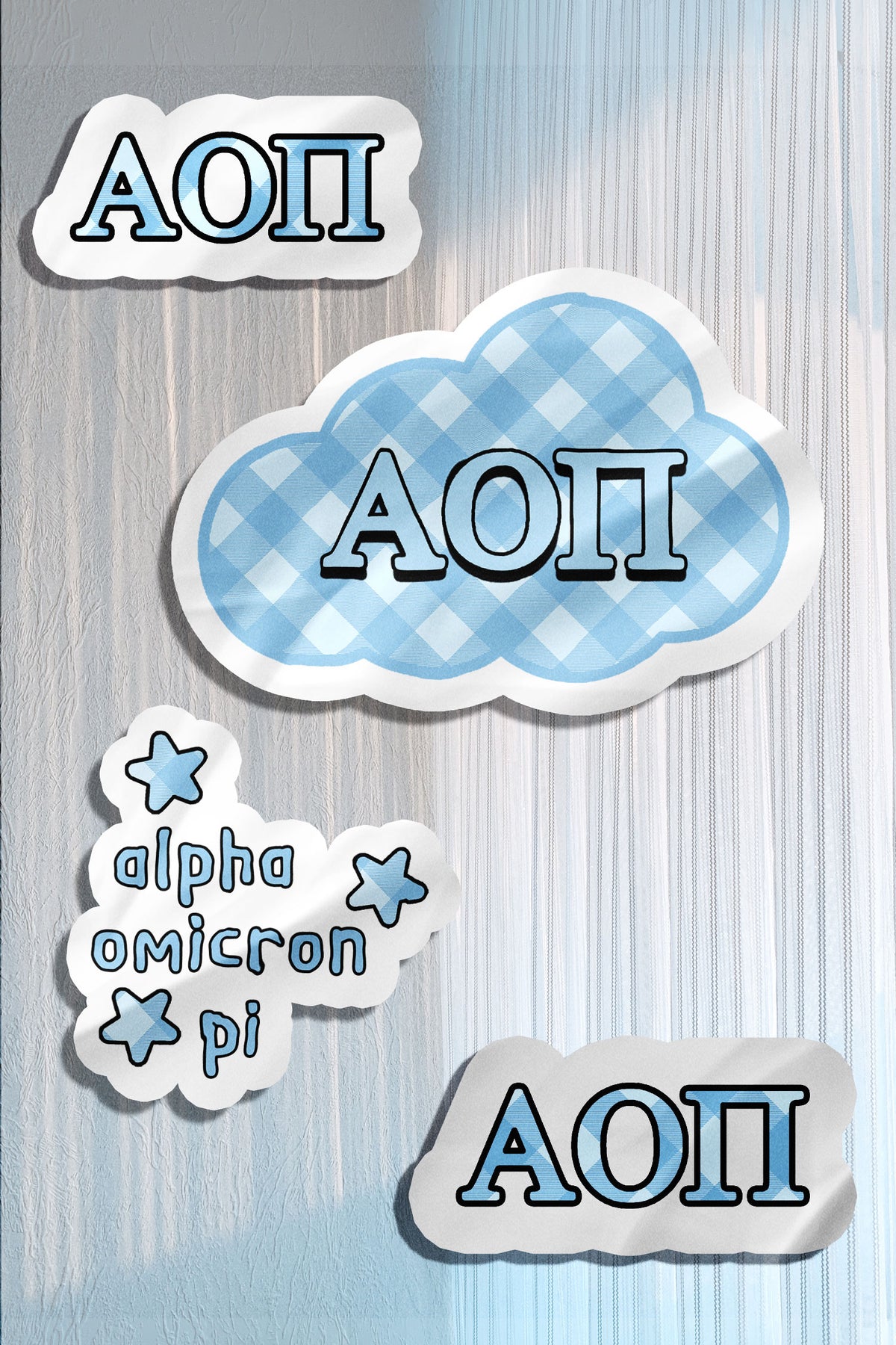 Blue Theme Waterproof Sorority Stickers - Alpha Omicron pi