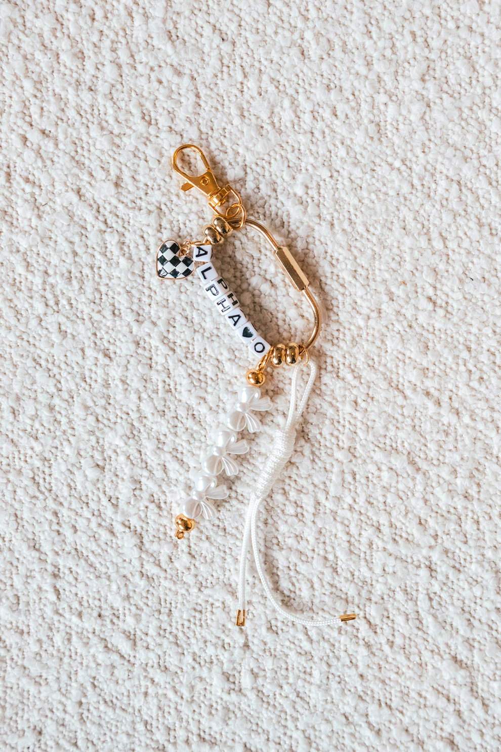 Gold Sorority Keychain Bag Charm - Alpha Omicron Pi