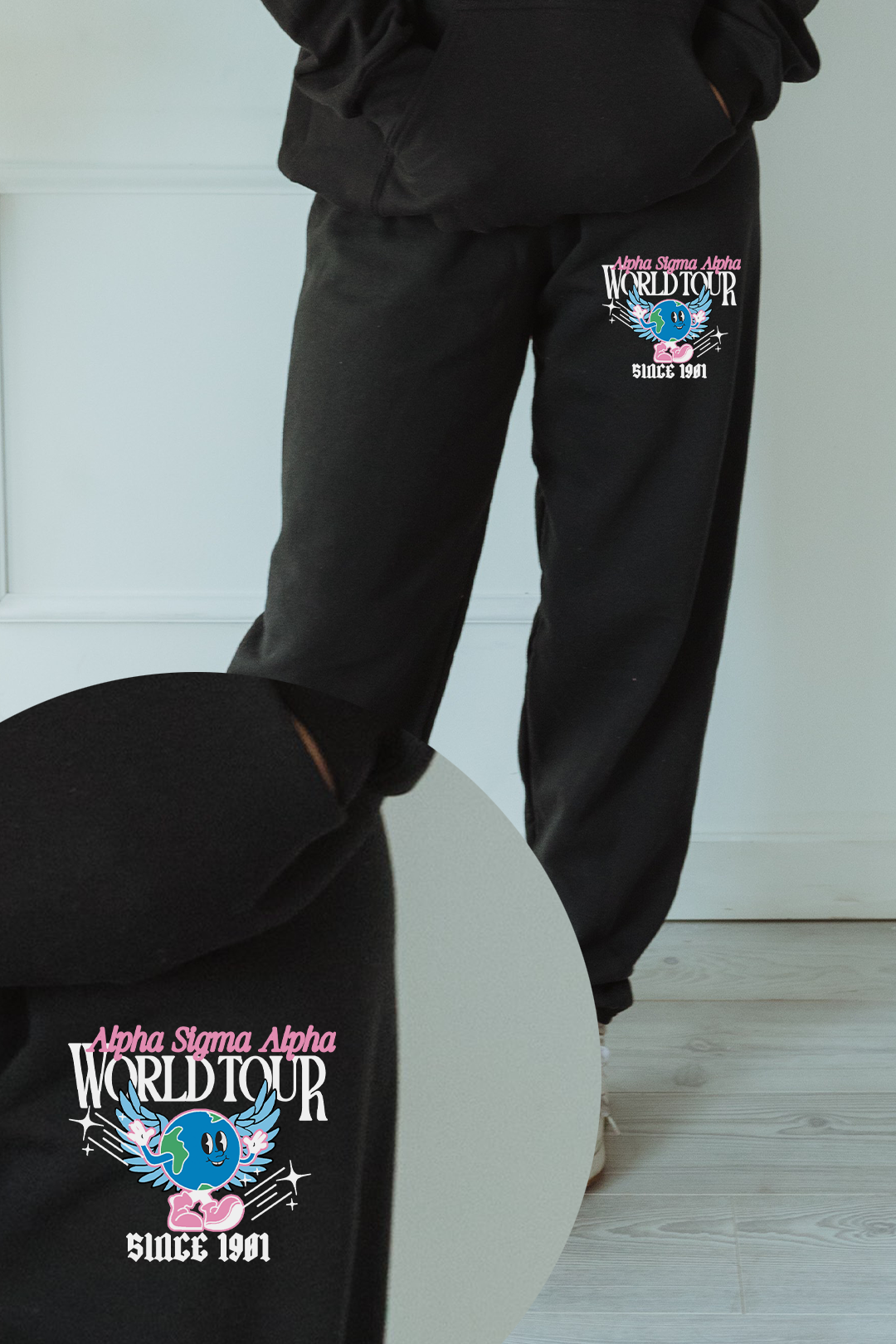 World Tour sweatpants Alpha Sigma Alpha – Spikes and Seams Greek