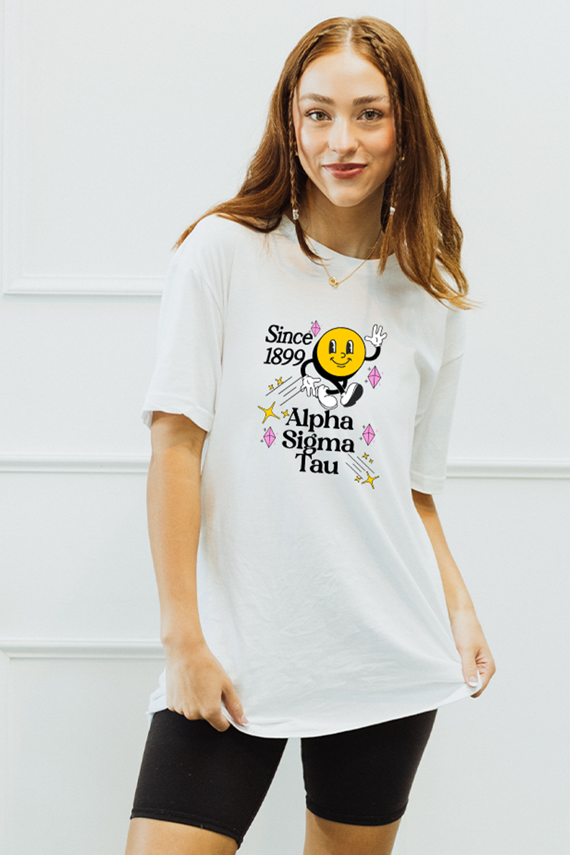 Walking Smiley tee - Alpha Sigma Tau