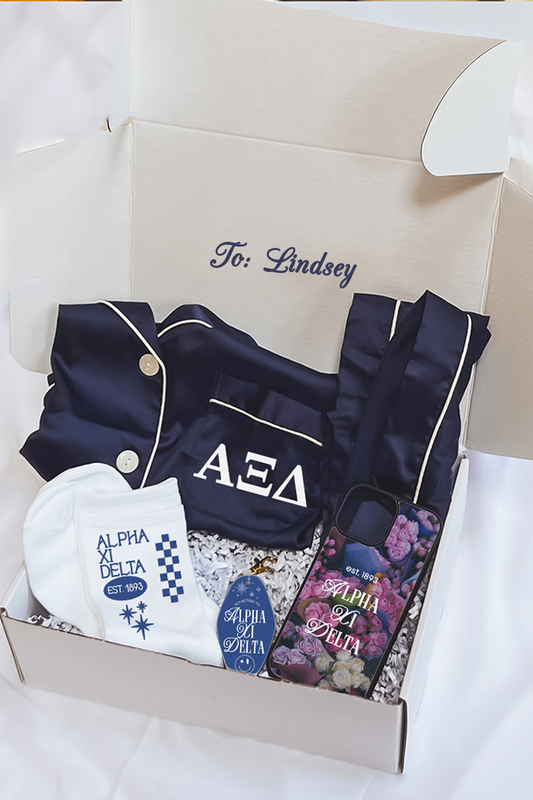 Navy Pajamas Gift Box - Alpha Xi Delta