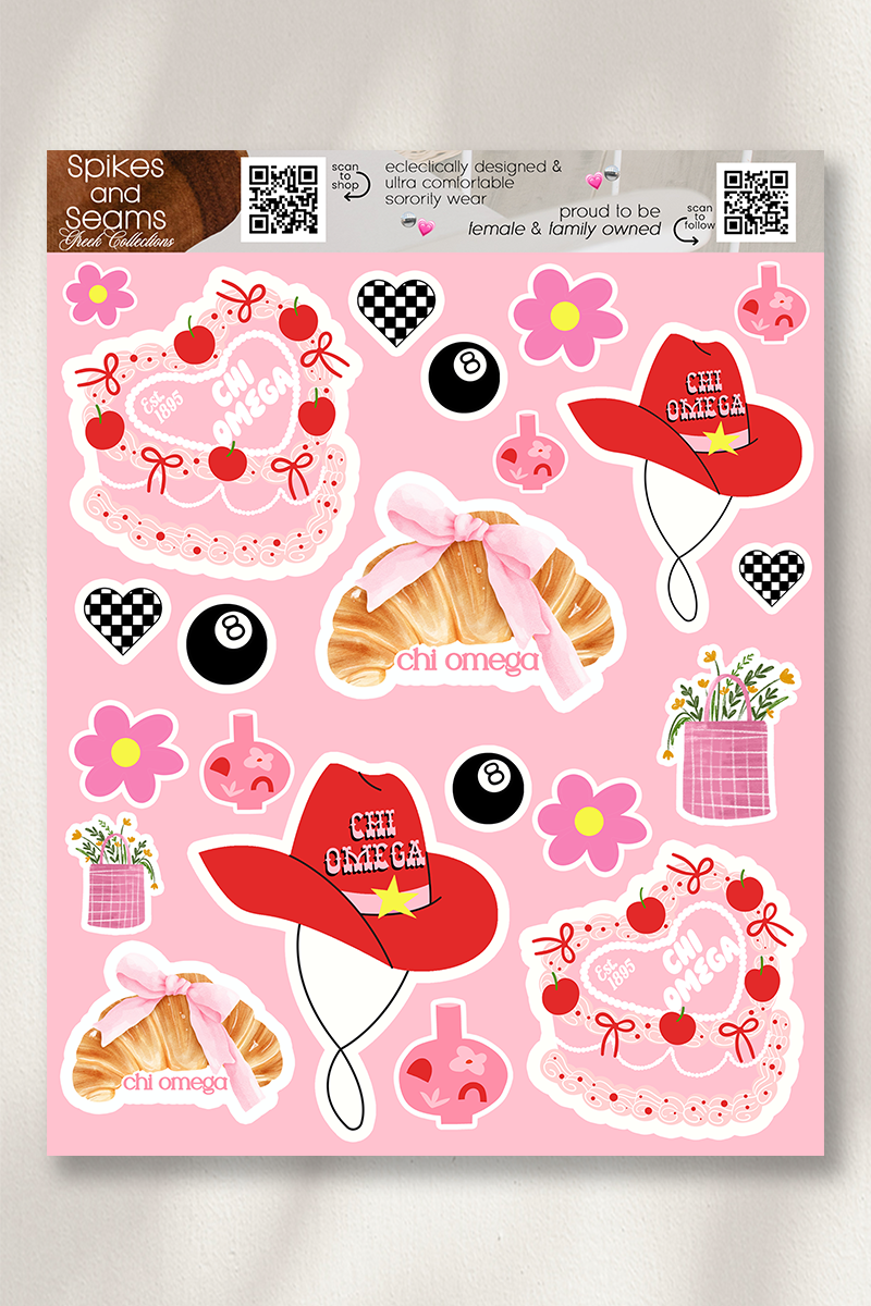 Sorority Sticker Sheet #19 - Chi Omega - Spikes and Seams Greek