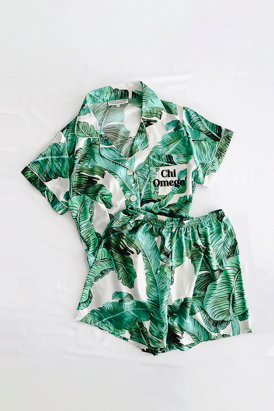 Block Font Banana Leaf pajamas - Chi Omega