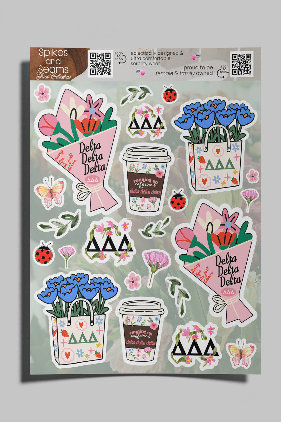 Flower Market Sorority Sticker Sheet #21 - Delta Delta Delta