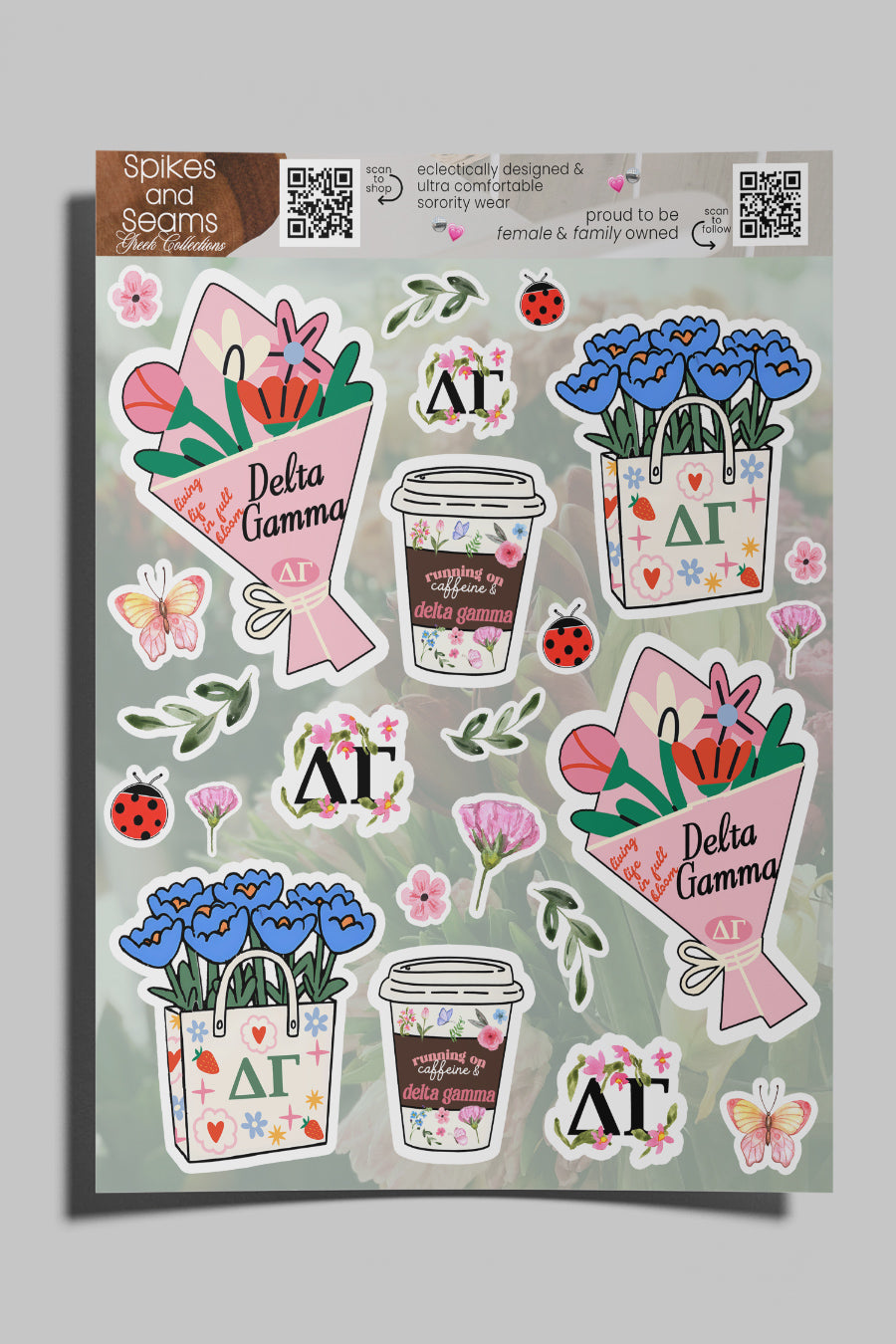 Flower Market Sorority Sticker Sheet #21 - Delta Gamma
