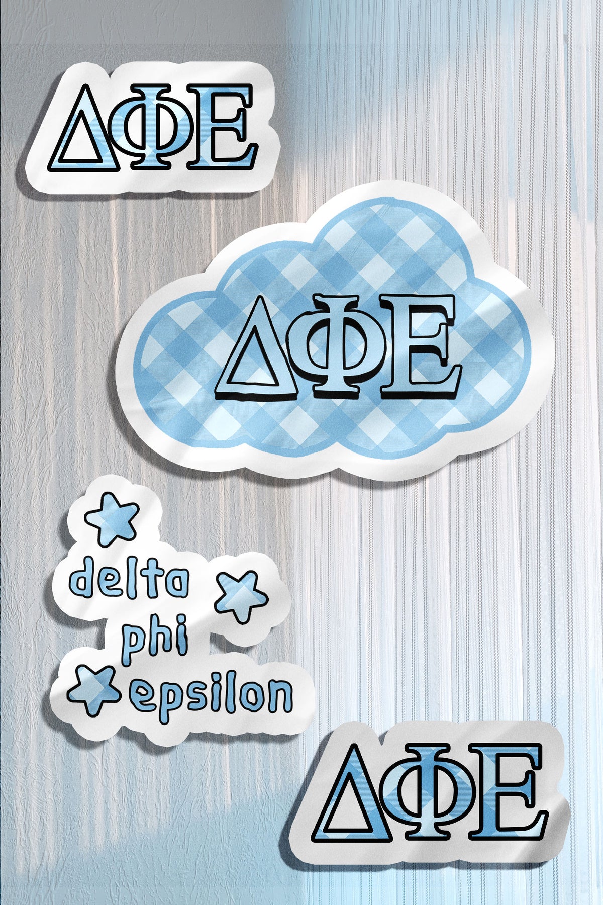 Blue Theme Waterproof Sorority Stickers - Delta Phi Epsilon