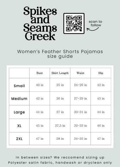 Black Feather Shorts Pajamas - Phi Sigma Rho