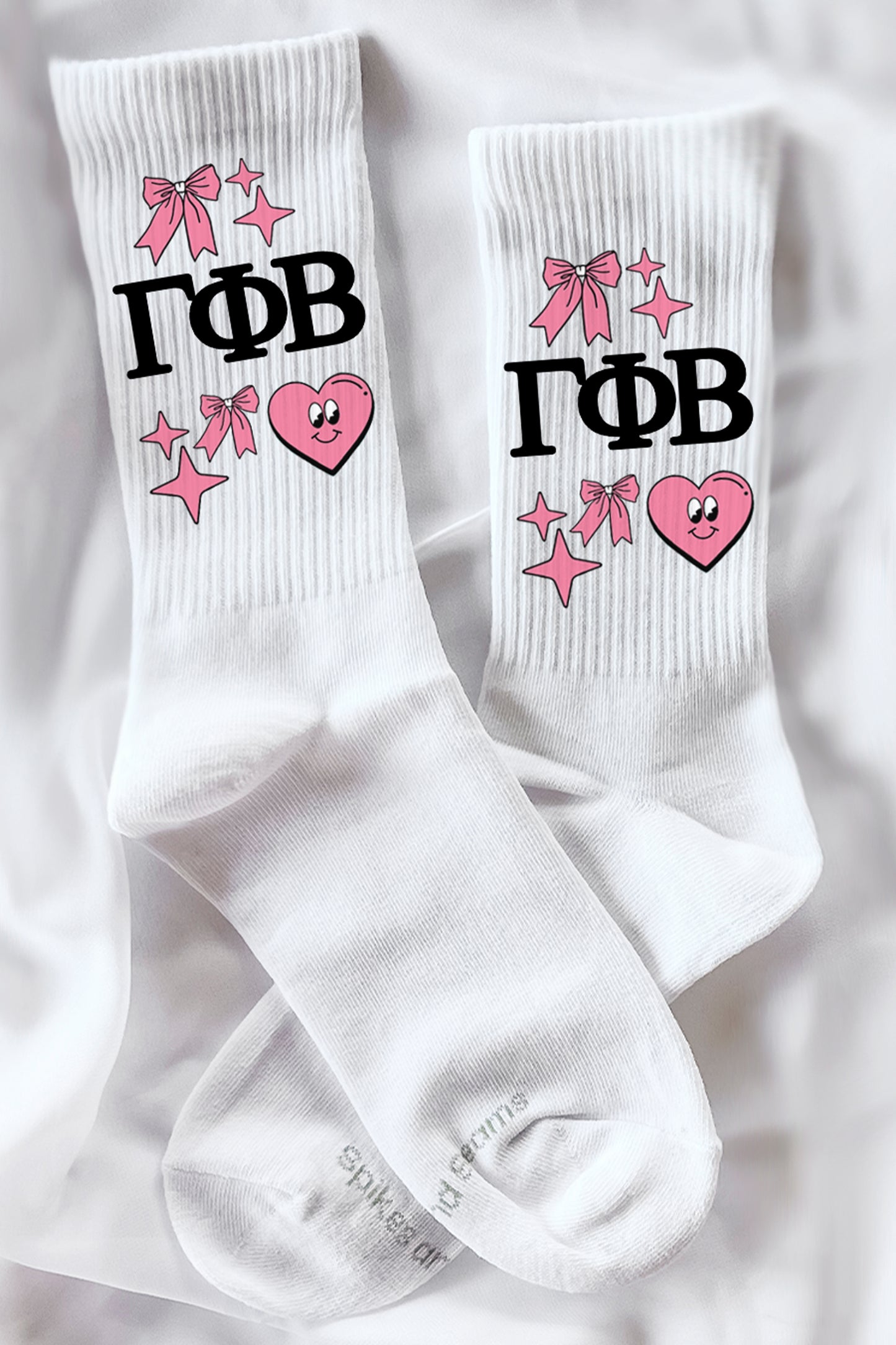 Cartoon Heart Greek Letter Socks - Gamma Phi Beta