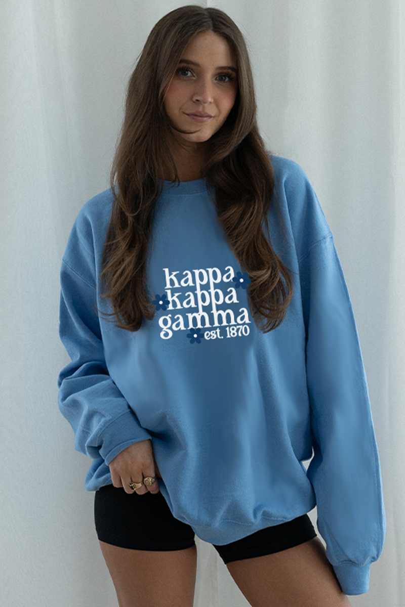 Blue Daisy Crewneck Kappa Kappa Gamma – Spikes and Seams Greek