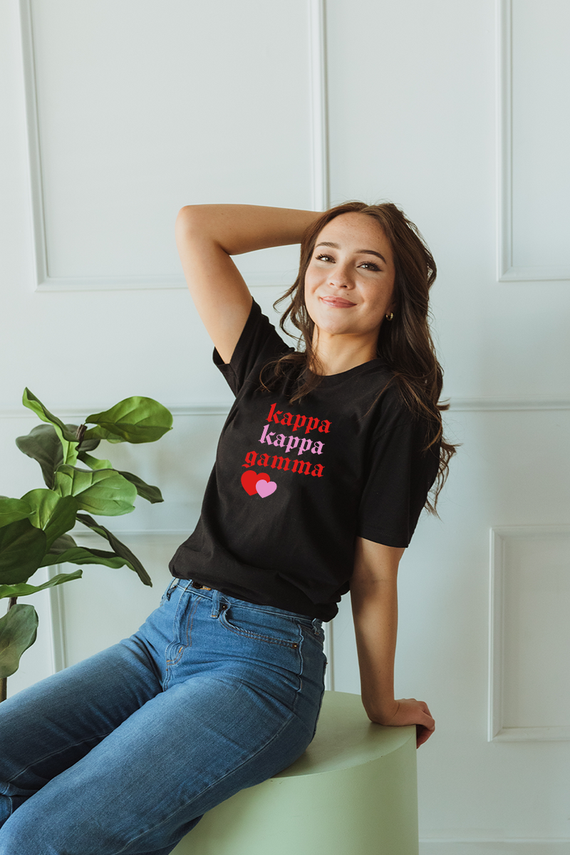 Pink & Red text tee - Kappa Kappa Gamma