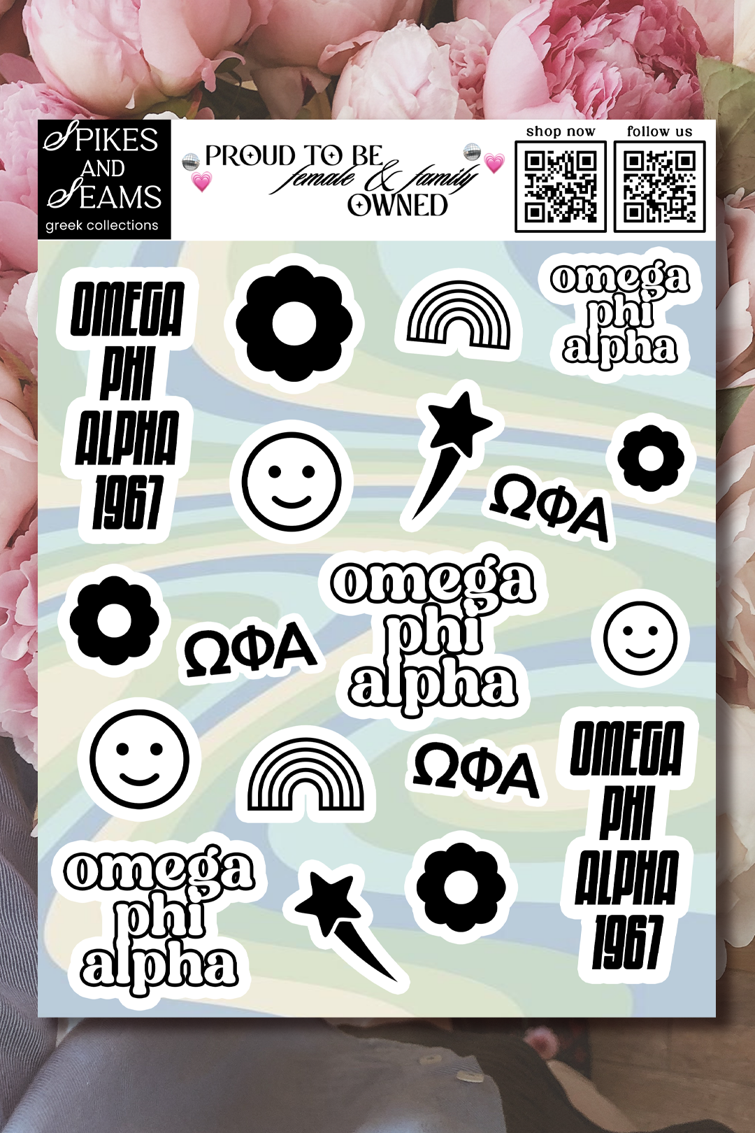 Sticker Sheet #13 - Omega Phi Alpha - Spikes and Seams Greek
