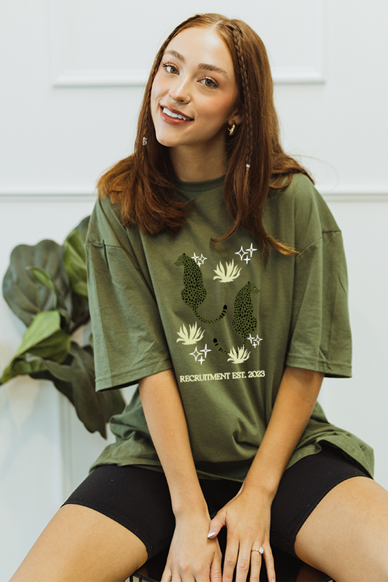 Green Cheetah Sorority Family tee