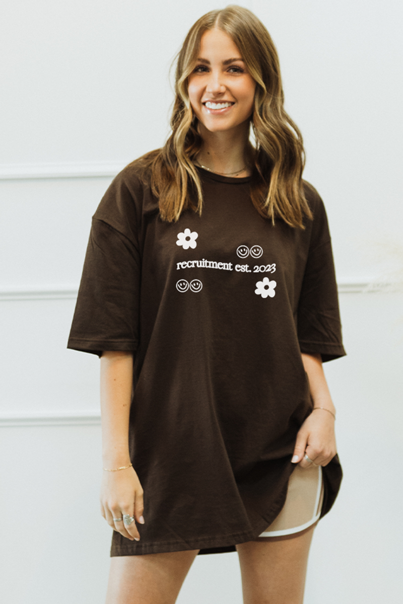 Brown Wavy Text Sorority Family tee