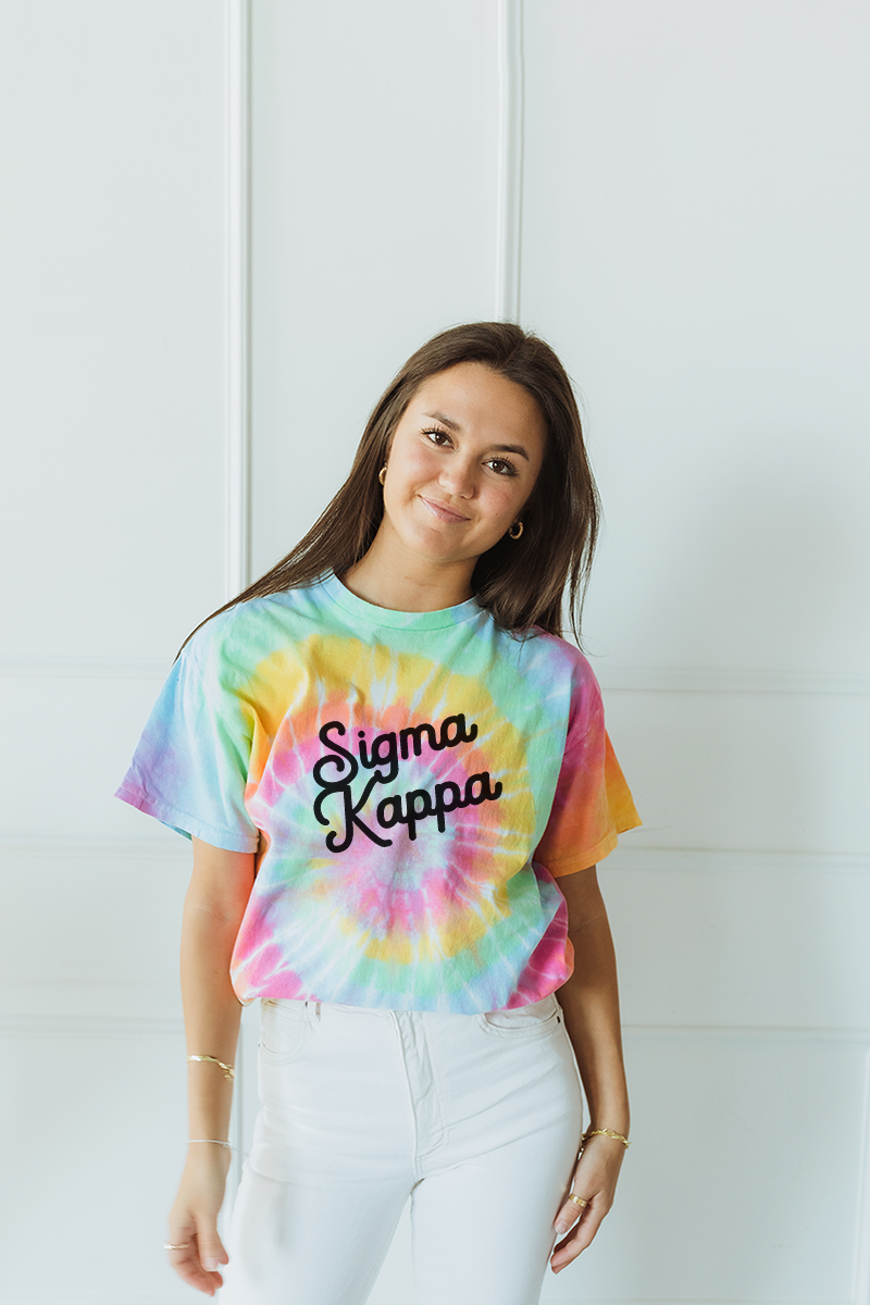 Tie Dye script tee - Sigma Kappa