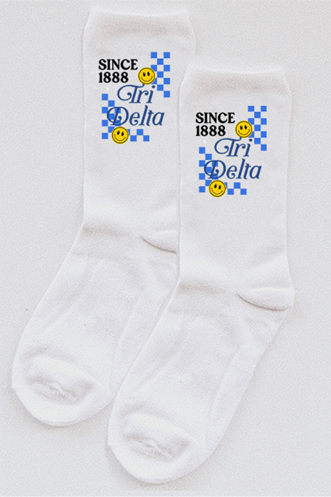 Blue Checkered socks - Tri Delta - Spikes and Seams Greek