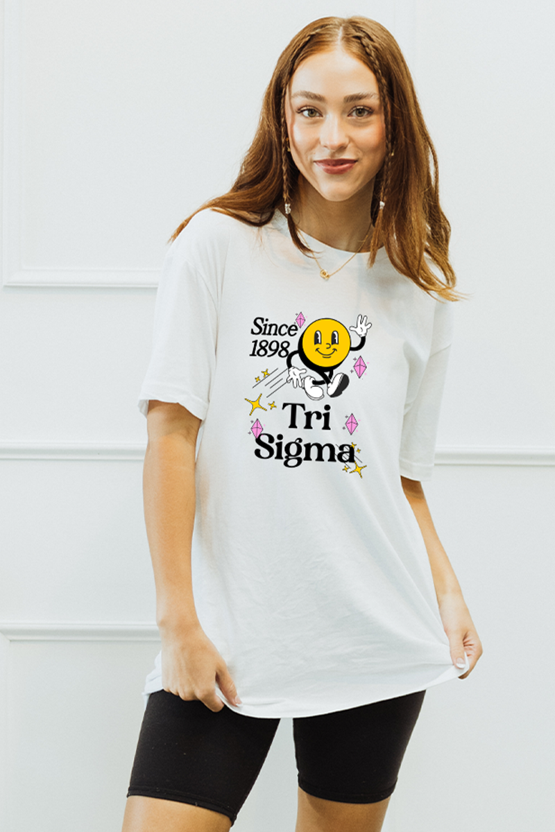 Walking Smiley tee - Tri Sigma