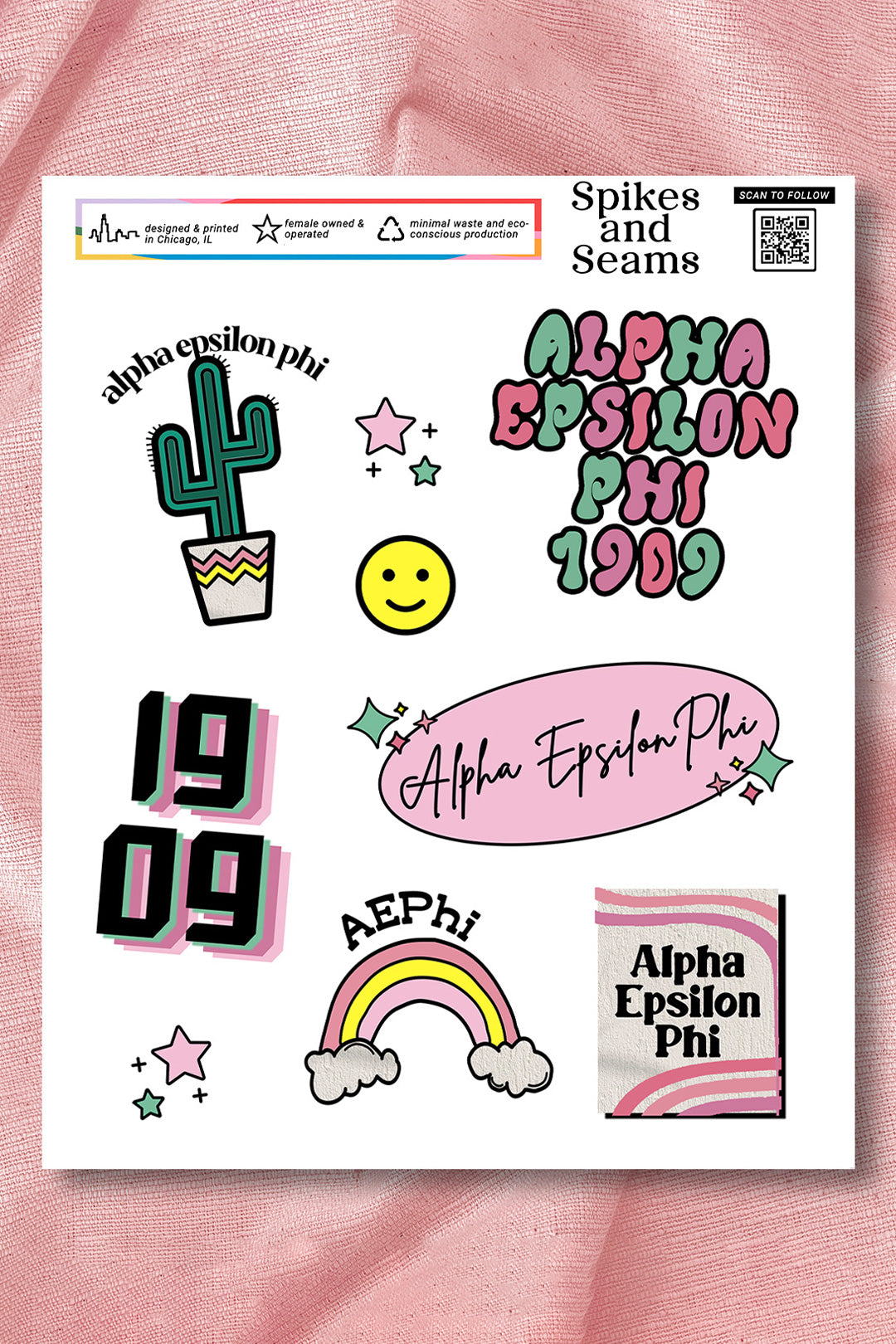 Sticker Sheet #6 - Alpha Epsilon Phi - Spikes and Seams Greek
