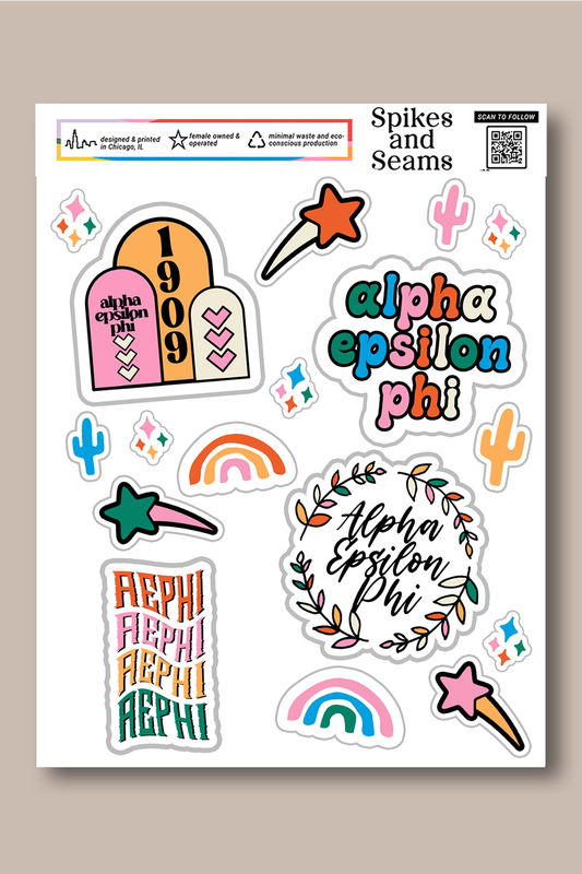 Sticker Sheet #8 - Alpha Epsilon Phi - Spikes and Seams Greek