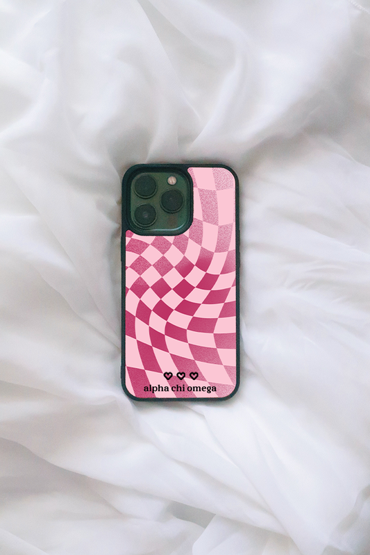Pink Checkered iPhone case - Alpha Chi Omega