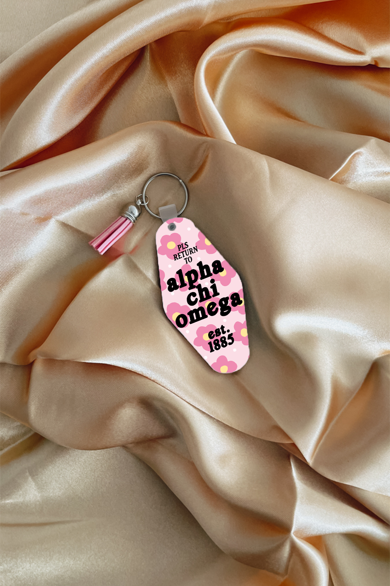 Pink Flowers keychain - Alpha Chi Omega