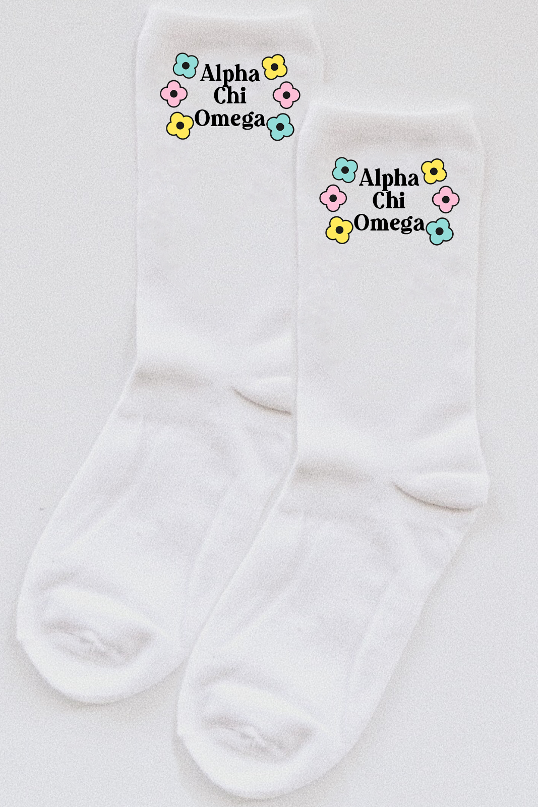 Alpha Chi Omega Flower socks - Spikes and Seams Greek