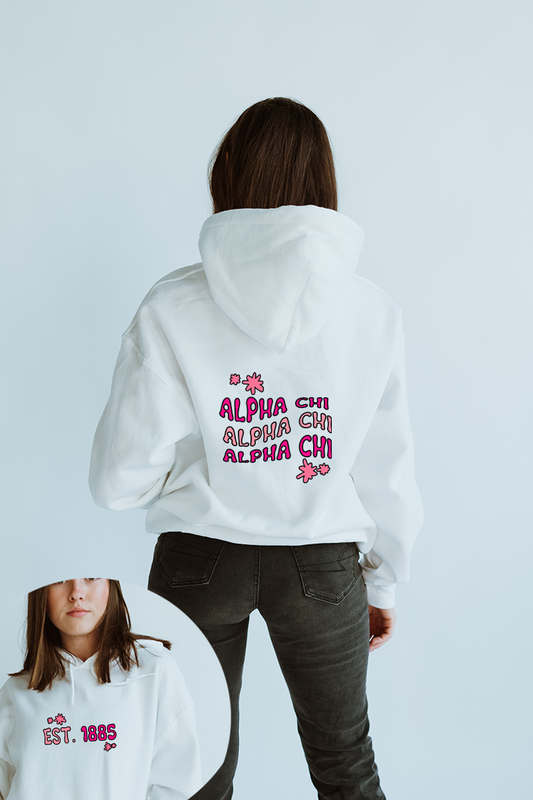 Pink and white hoodie - Alpha Chi