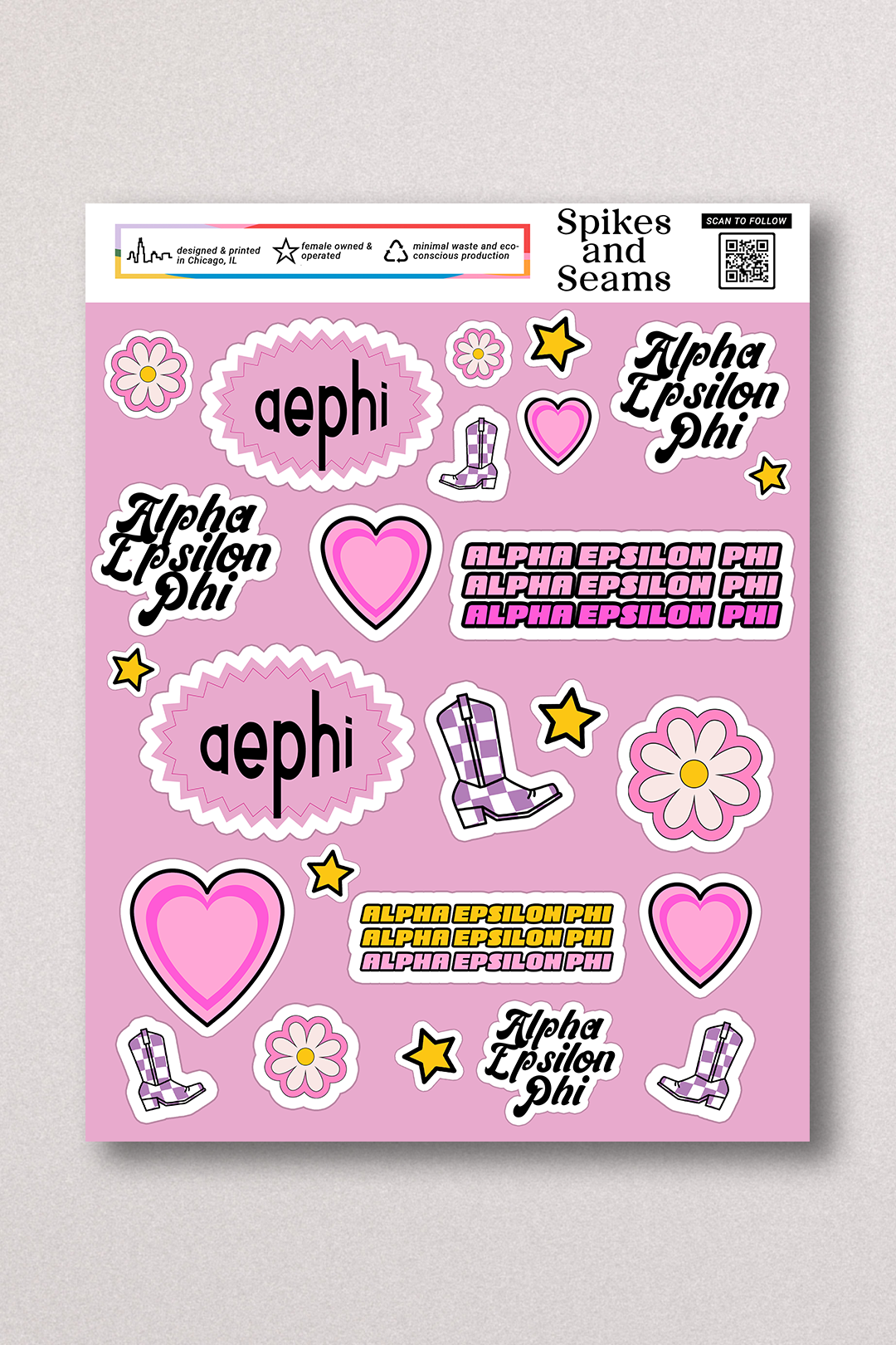 Sticker Sheet #12 - Alpha Epsilon Phi - Spikes and Seams Greek