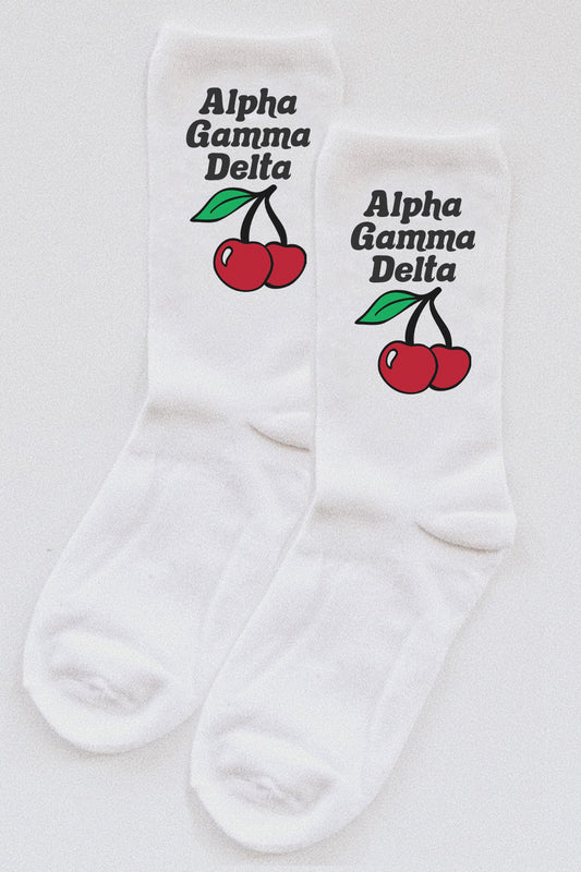Cherry socks - Alpha Gamma Delta - Spikes and Seams Greek