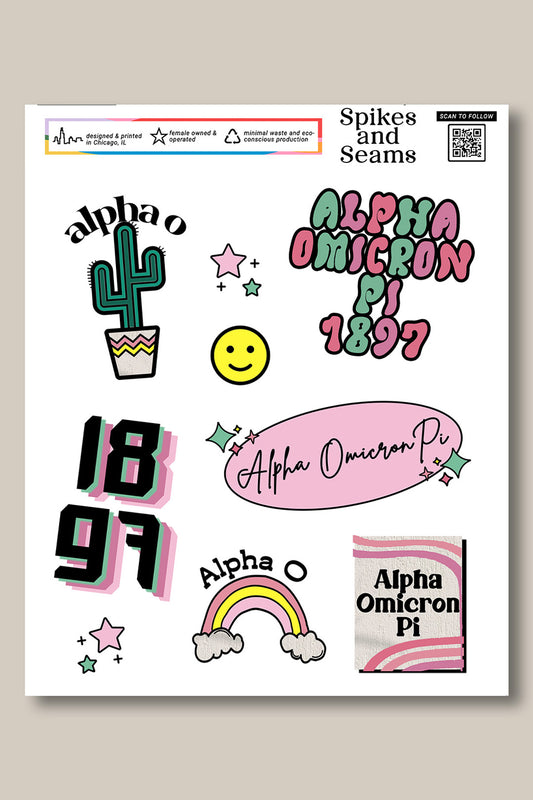 Sticker Sheet #6 - Alpha Omicron Pi - Spikes and Seams Greek