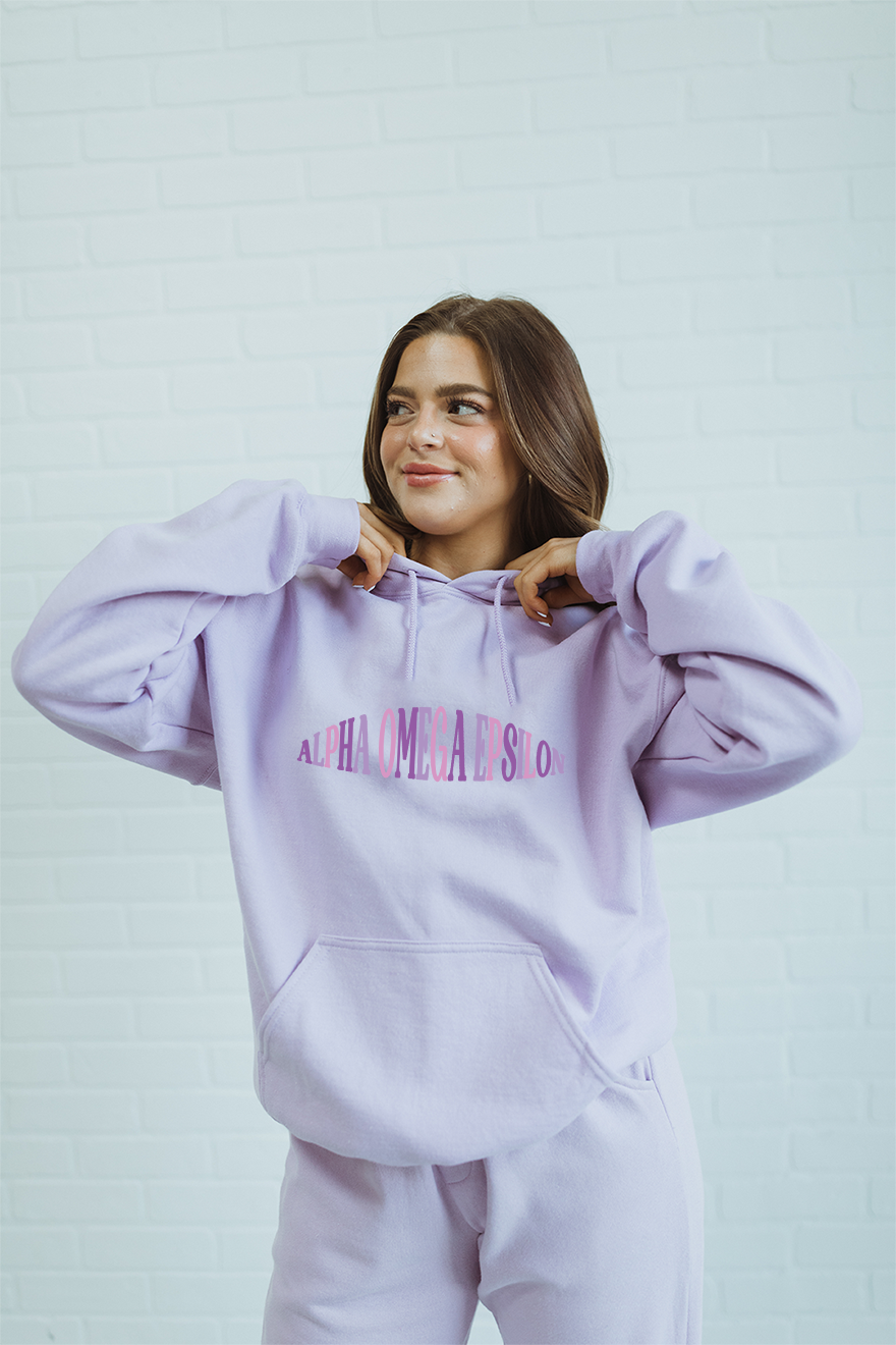 Lilac hoodie - Alpha Omega Epsilon