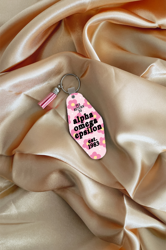 Pink Flowers keychain - Alpha Omega Epsilon