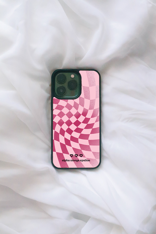 Pink Checkered iPhone case - Alpha Omega Epsilon
