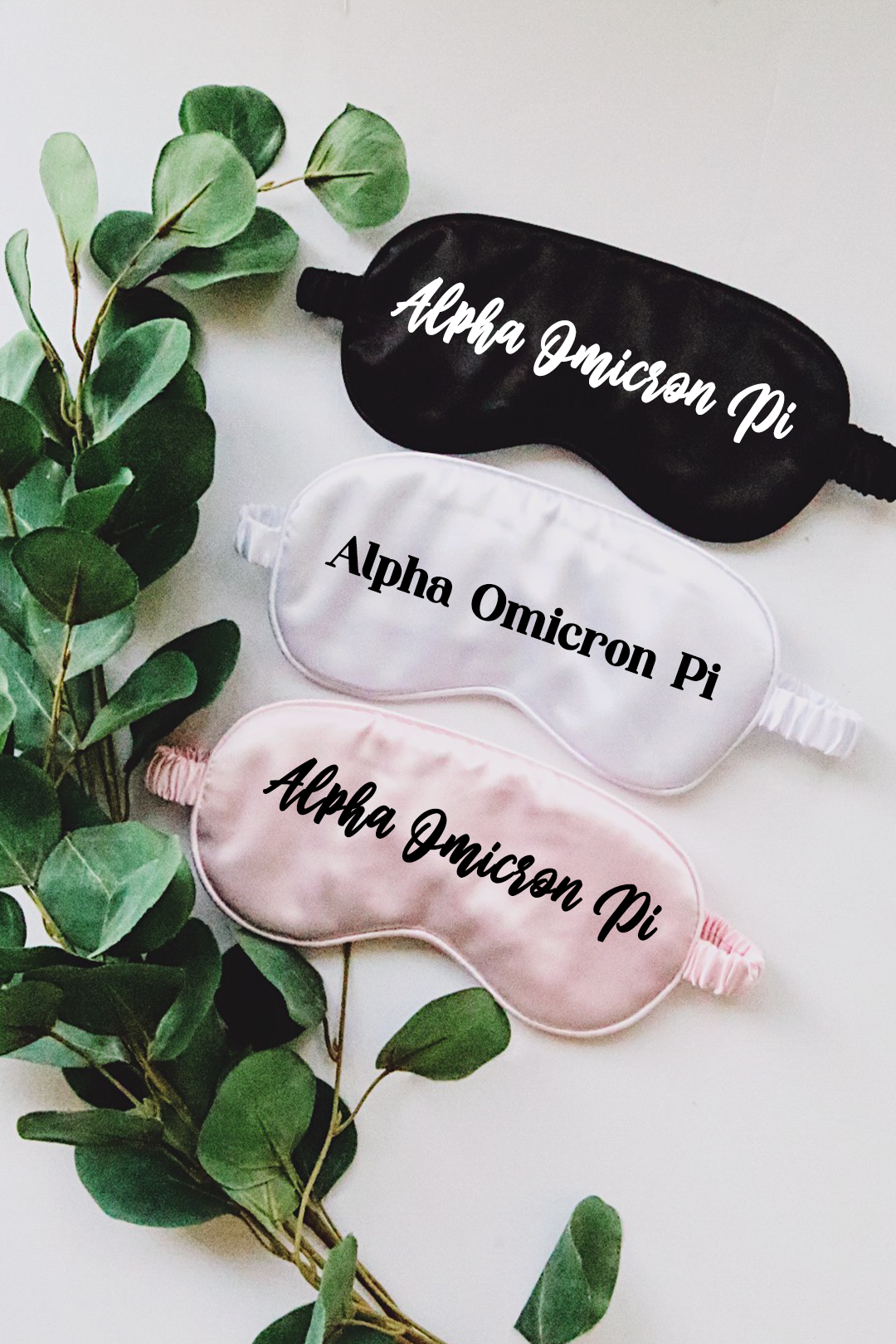 Custom sleep mask - Alpha Omicron Pi - Spikes and Seams Greek