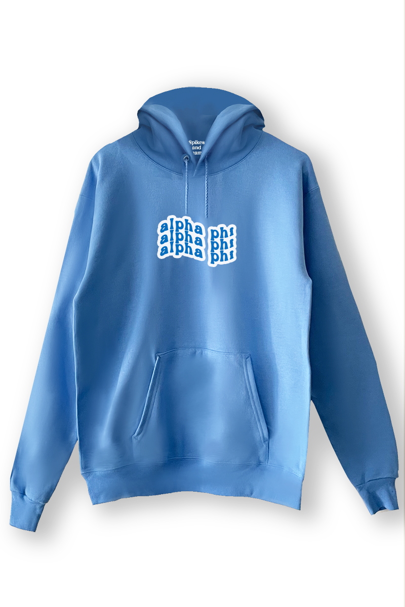 Blue hoodie - Alpha Phi - Spikes and Seams Greek