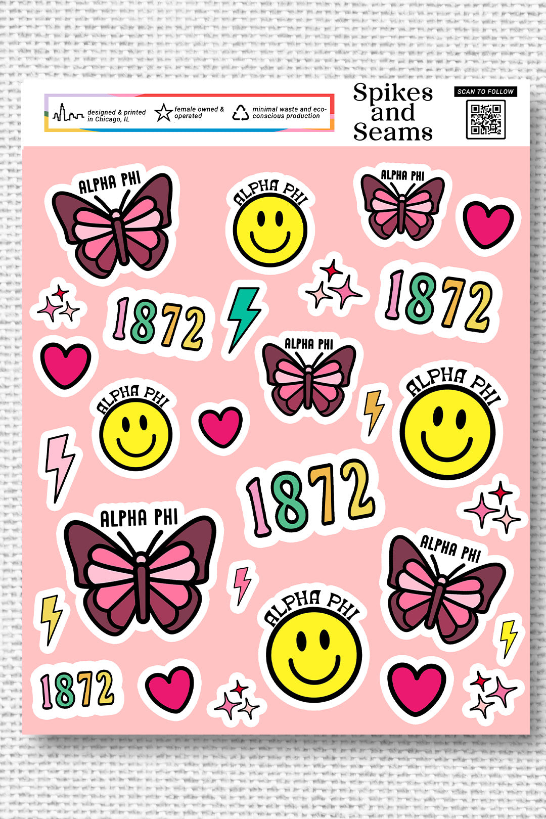 Sticker Sheet #10 - Alpha Phi - Spikes and Seams Greek