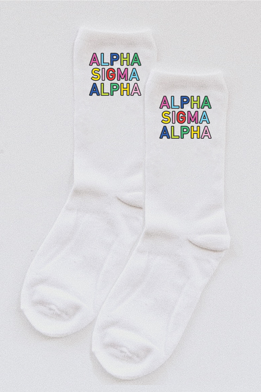 Colorful socks - Alpha Sigma Alpha - Spikes and Seams Greek