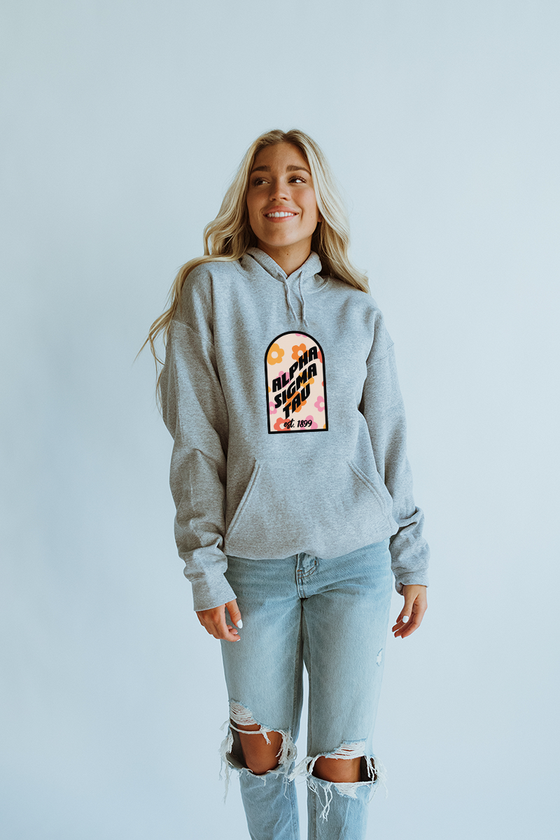 Grey Floral hoodie - Alpha Sigma Tau