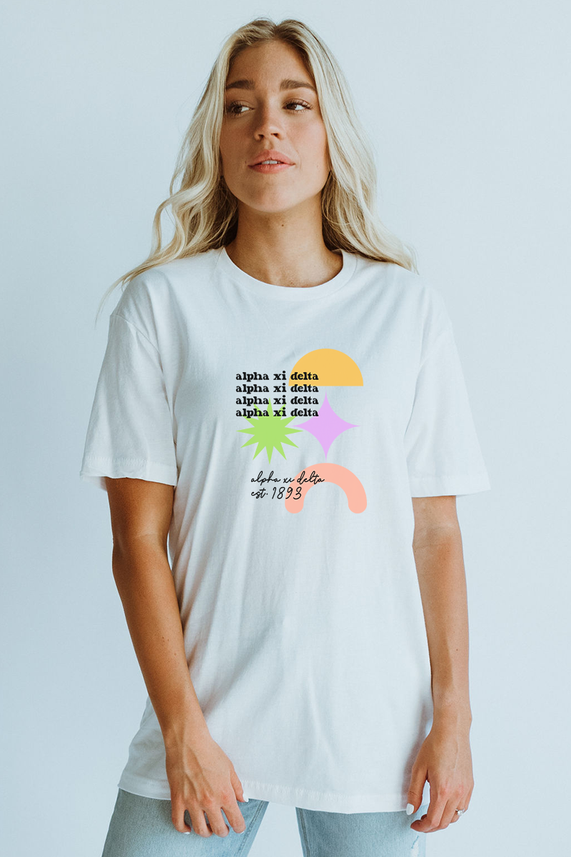 Neon Shapes tee - Alpha Xi Delta