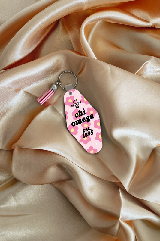 Pink Flowers keychain - Chi Omega