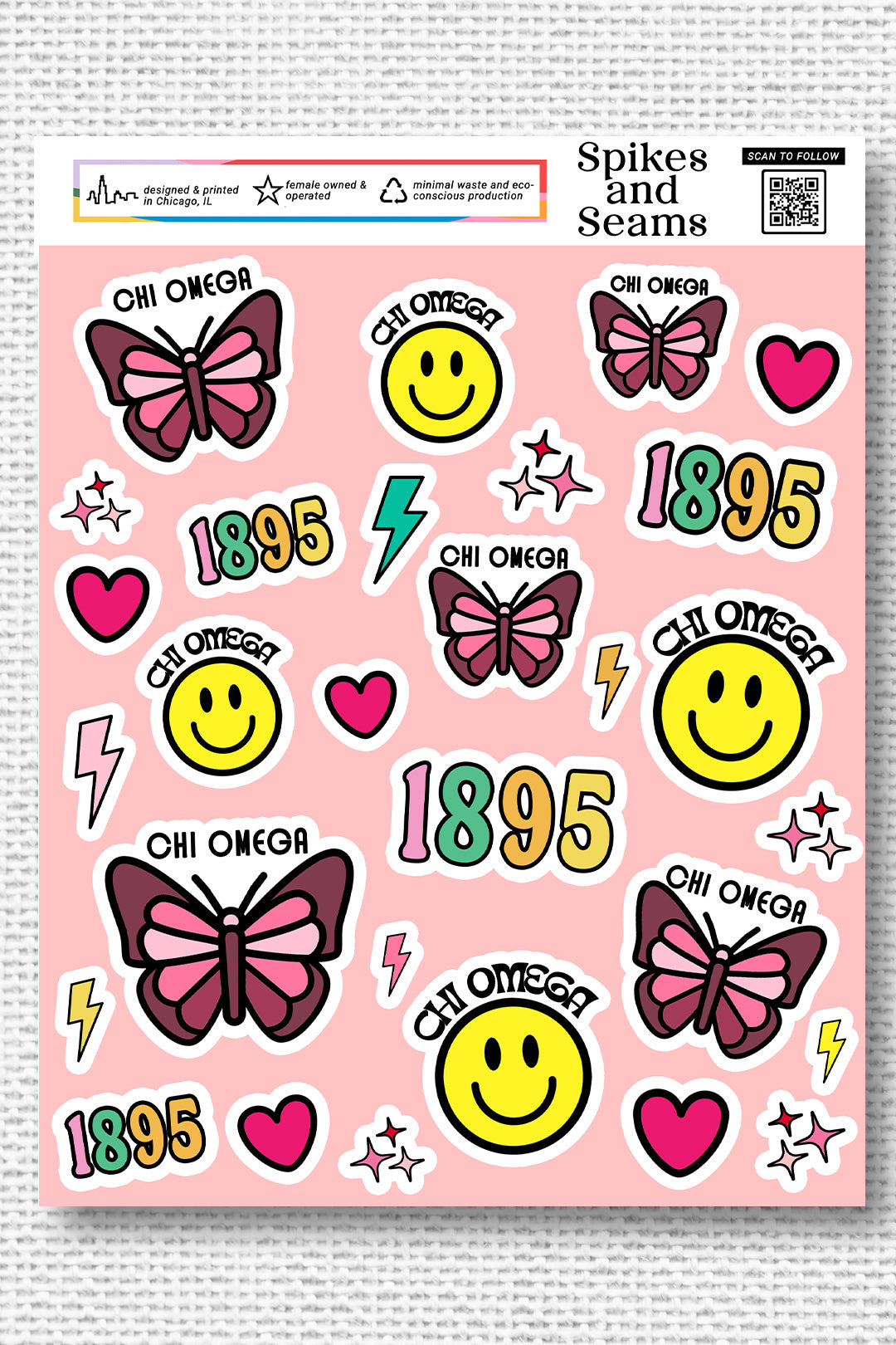 Sticker Sheet #10 - Chi Omega - Spikes and Seams Greek