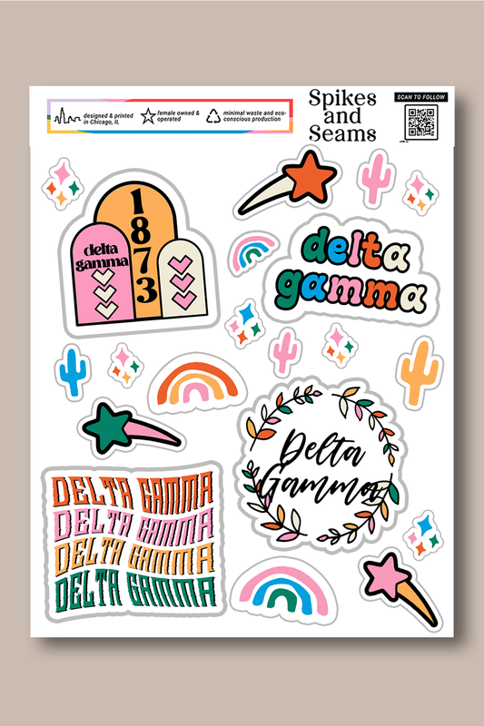 Sticker Sheet #8 - Delta Gamma - Spikes and Seams Greek
