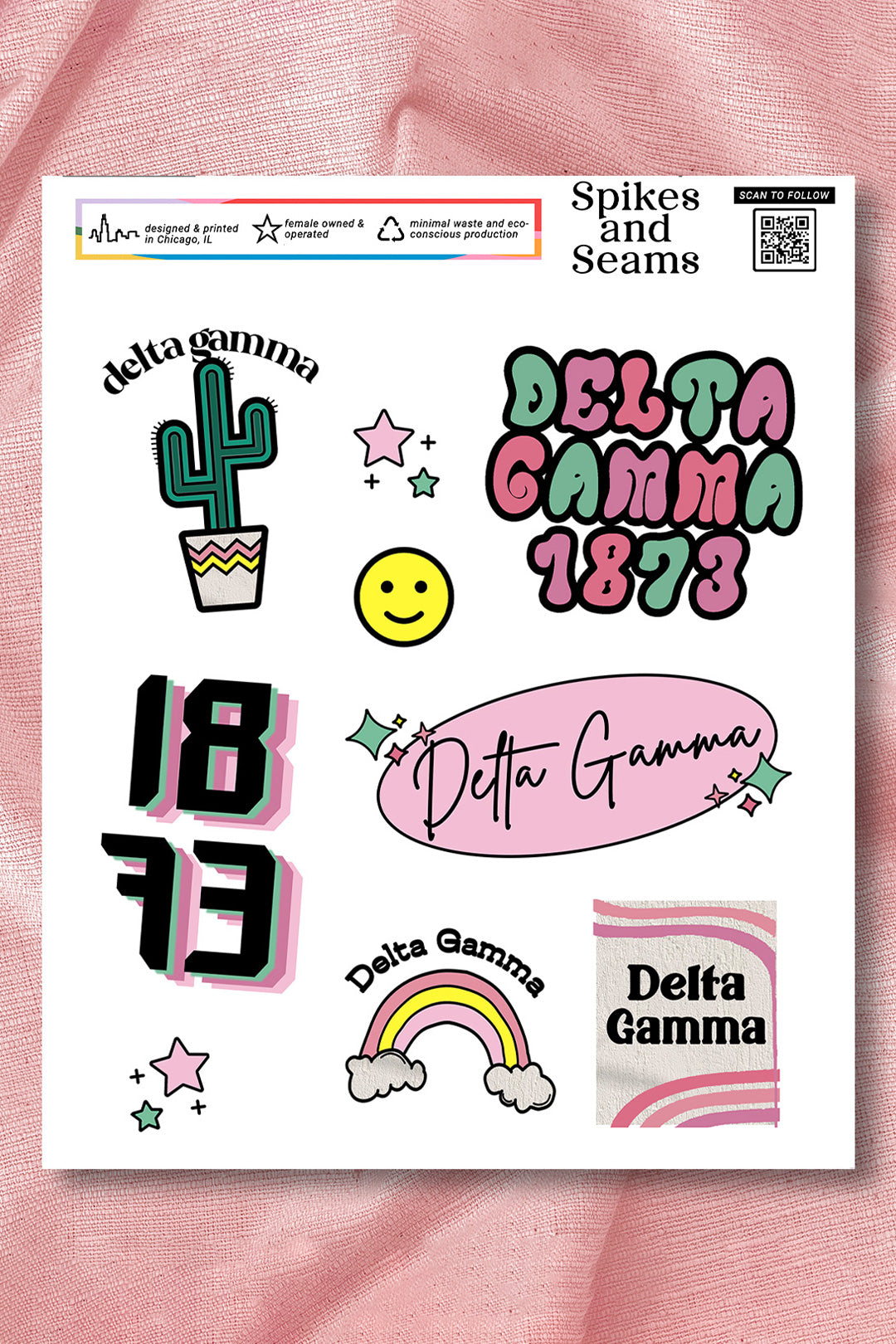 Sticker Sheet #6 - Delta Gamma - Spikes and Seams Greek