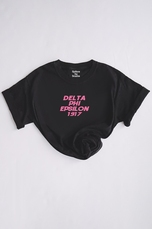 Pink text tee - Delta Phi Epsilon