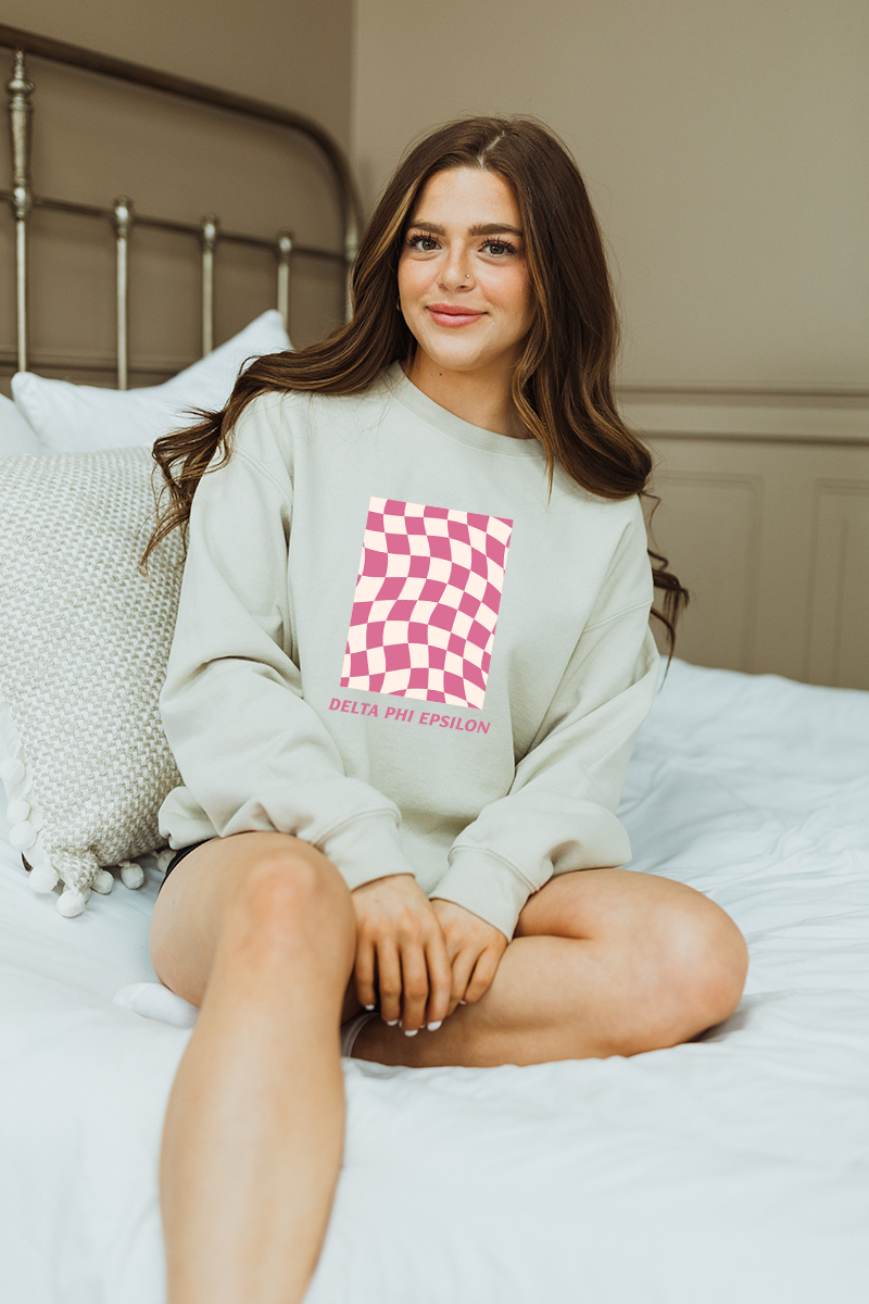 Pink Checkers sweatshirt - Delta Phi Epsilon